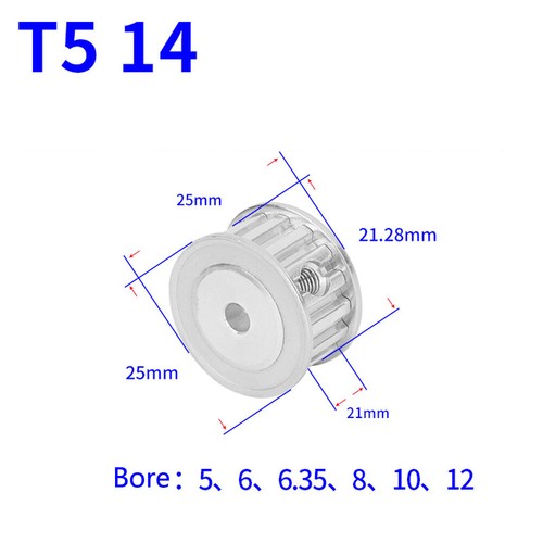 T5 12T-60T Timing Belt Pulley Pitch 5mm AF-type With Keyway Teeth Width 21mm - Picture 7 of 26