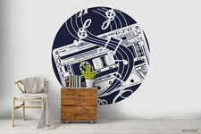 3D Cassette Music Wallpaper Wall Mural Removable Self-adhesive Sticker5874