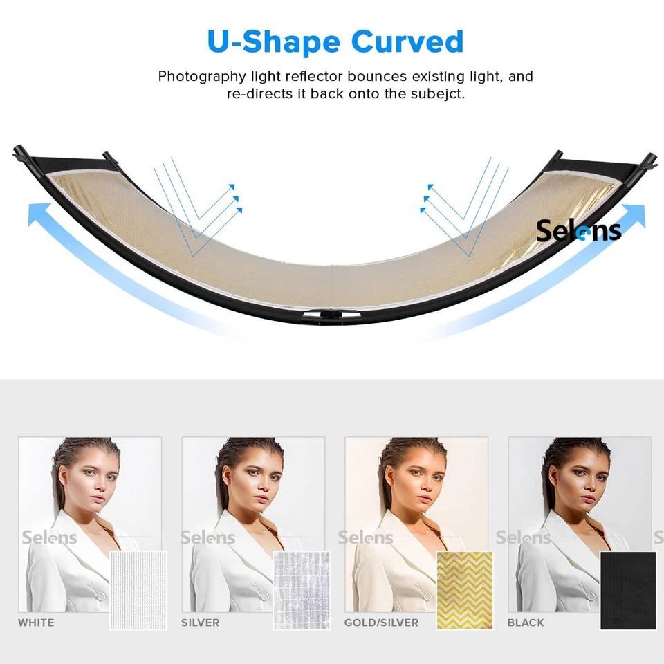 Selens 4in1 Photography Light Reflector Portrait Shape Curved Lighting Diffuser - Image 3 of 4