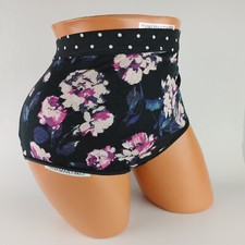 LANE BRYANT CACIQUE COTTON FULL BRIEF PANTIES 22/24 PLUS BLACK PINK FLORAL DOTS