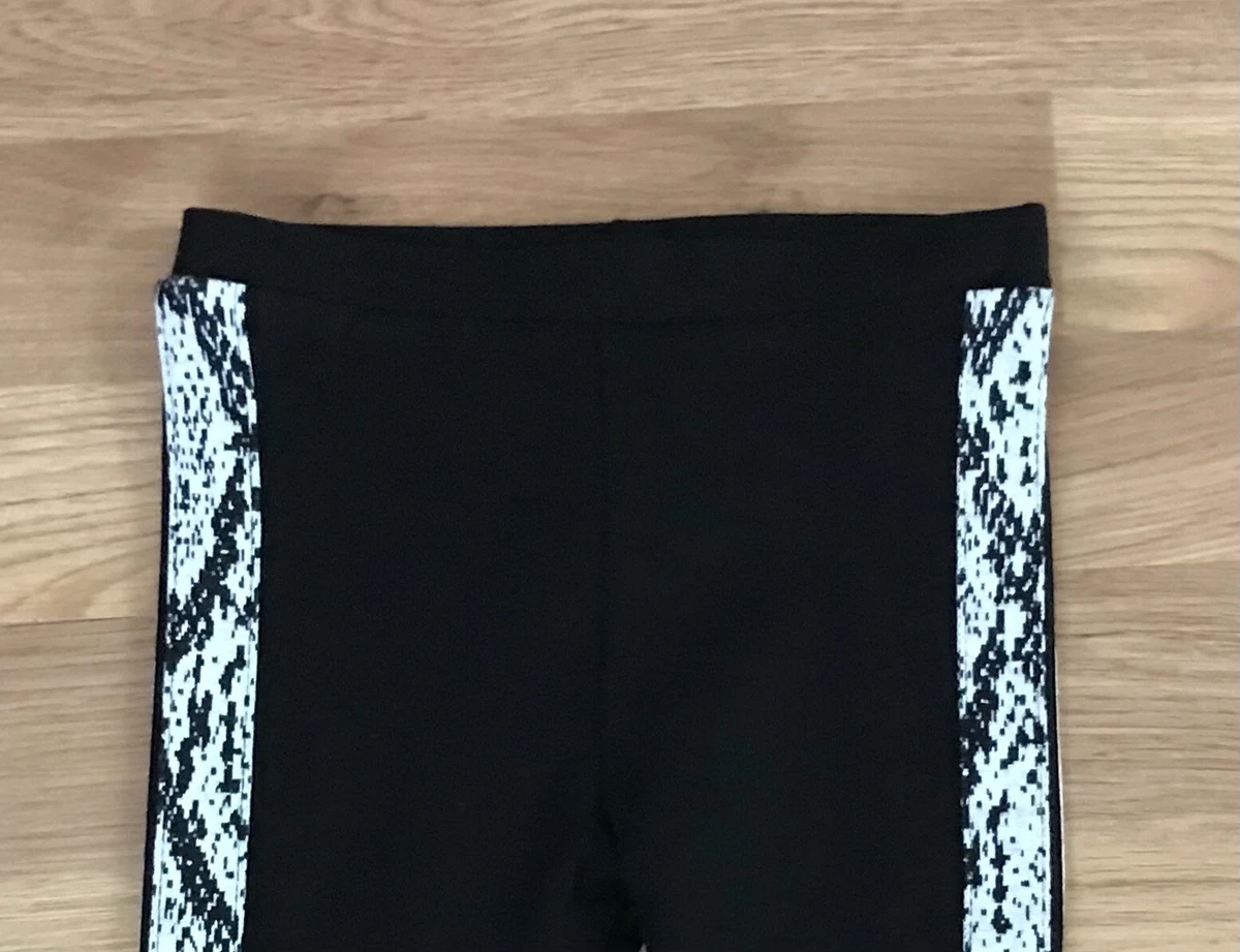 Matalan Long Length Leggings Girls 9-12 Months Black Animal Print Striped  Leg