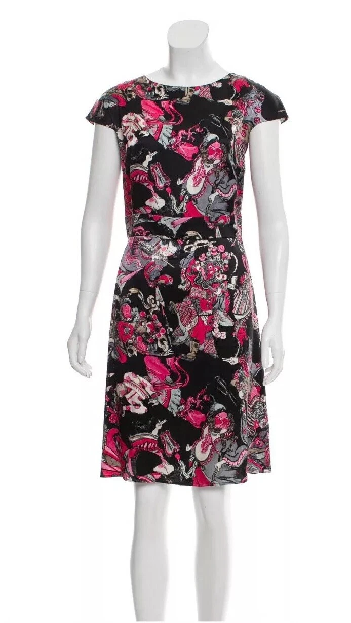 Abito in seta stampato Chanel Kabuki taglia 6 8