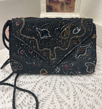 Andre Celleni Vintage Black Beaded Evening Bag Purse Clutch