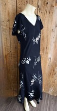 Karen Kane Black Floral Pattern V Neck Slip Dress Size Medium