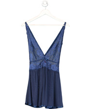 Seven til Midnight Blue Lace And Mesh Mix Open Skirt Slip Dress UK L/XL