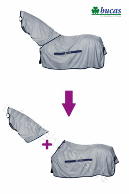 Bucas Buzz Off & Neck Fliegendecke mit abnehmbarem Halsteil silber NEU