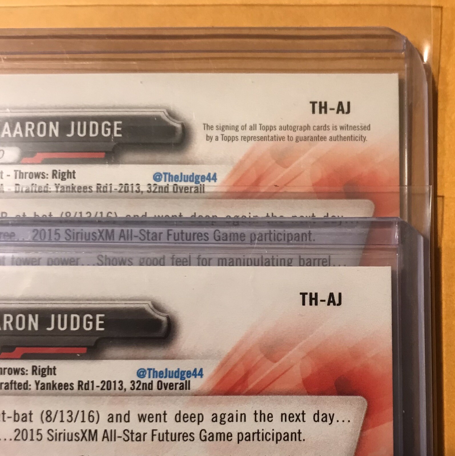 RARE ERROR 2017 Topps Holiday Bowman Aaron Judge RC #TH-AJ + Corrected (2 Cards)