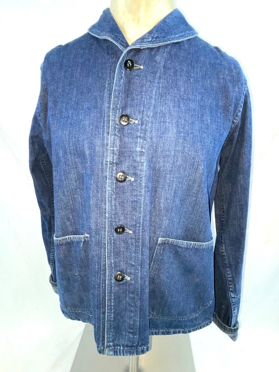 VTG 40s WWII MENS US NAVY USN MILITARY DENIM JEAN SHAWL