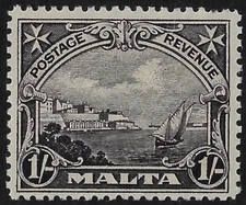 Malta 1930 Sco9tt 177, 1 Sh. black, MNH, VF, CV $11+	 (a5664