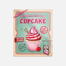 Bakery Shop Card Cupcake Vinyl Sticker Decal