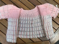 Vintage Baby Girls Peachy Pink Knit Cardigan Sweater 6-12 months
