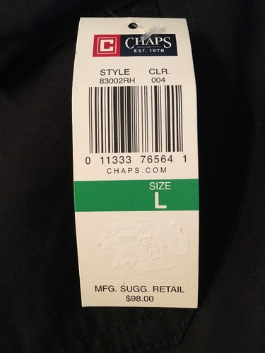 Chaps Black Jacket Coat Zip Front Cotton Twill Lined Medium Weight Mens Sz L - Picture 7 of 11