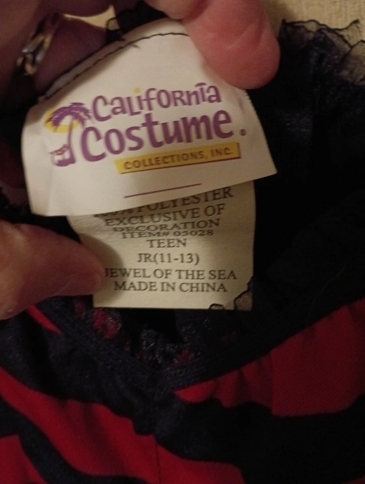 Rojo y Negro Disfraz de Halloween Adolescente Disfraz con Cordones Vestido Pirata 11-13 Foto 3 de 4