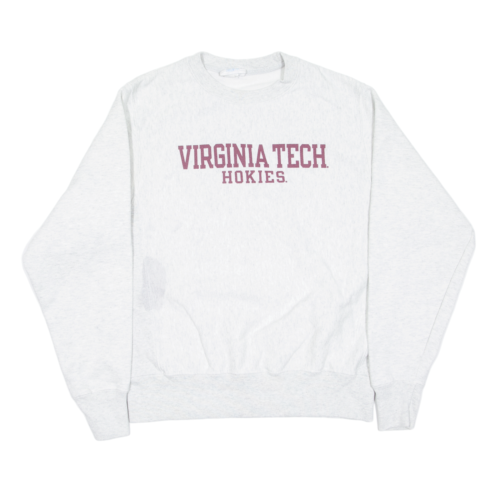 CHAMPION Reverse Weave Virginia Tech Hokies USA Sweatshirt Grey Mens S - Afbeelding 1 van 6