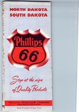 1957 North & South Dakota Phillips 66 Oil Gas Road Map Service Station Gousha 3T