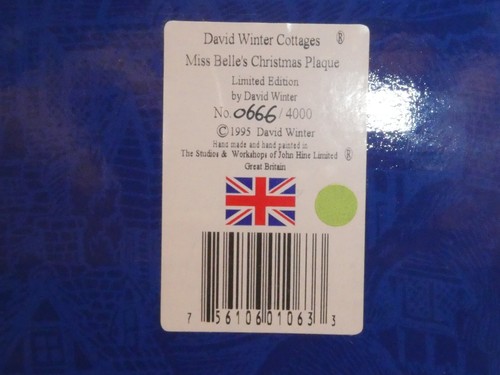 David Winter Miss Belles 1995 Christmas Plaque Ltd Edition 0666/4000 9" Plate - Picture 8 of 8