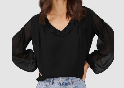 black frilly top