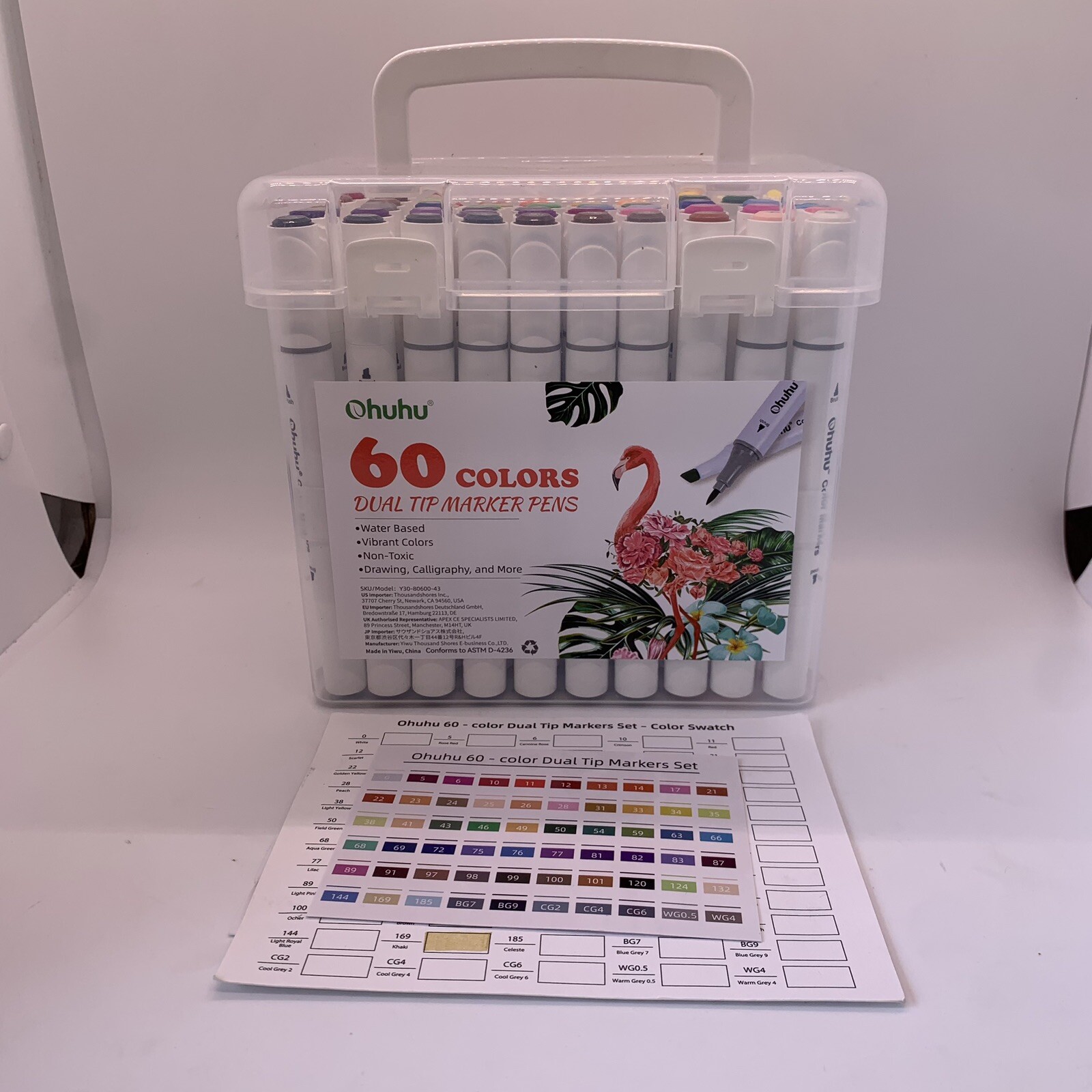 Ohuhu Markers Brush Chisel Tip: Water-Based 60 Colors Double Tipped Art Markers-image