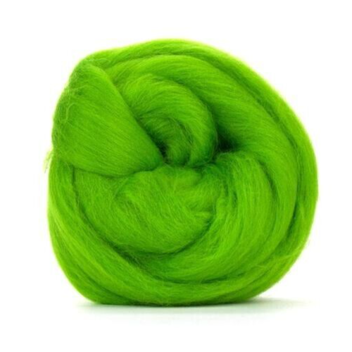 Vivid Green Merino Wool Fibre Roving - 50g- Wet & Needle Felting