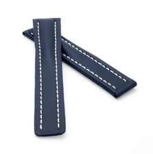 Glattleder Uhrenarmband Modell Tago blau 20/18 mm komp. TAG Heuer Faltschließe