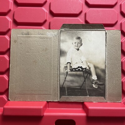 Portrait Of Young Boy On Stool 3 3/4 x 5 3/4 Photograph Roshon Studio PA Vtg 40s