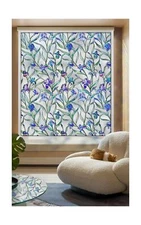 Stained Glass Window Film, Window Privacy Film Frosted Faux 3D Floral Decorat...