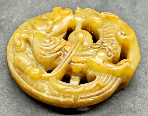Antigua Escultura Pez y Dragón de viejo Jade Hetian China Artesanía - Imagen 5 de 7