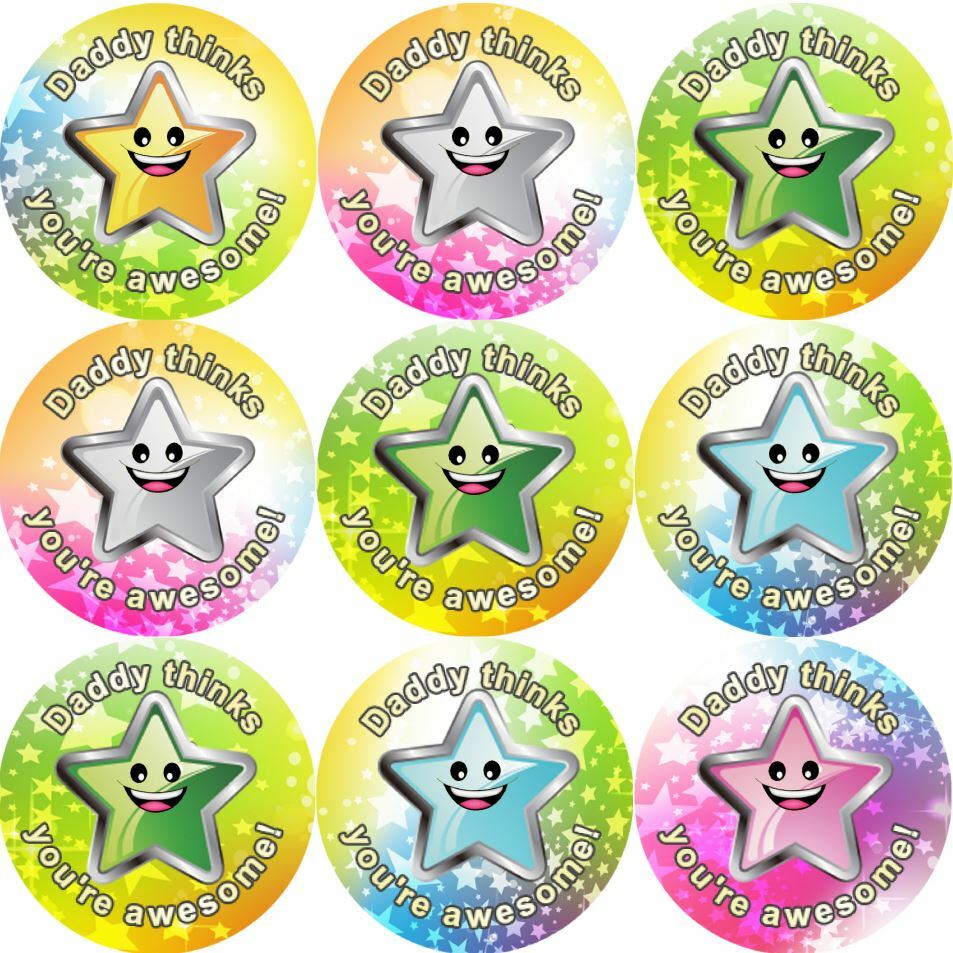 144 Daddy's Superstar 30mm Reward Stickers for School Teachers, Parents