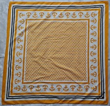 SCARF VINTAGE AUTHENTIC RED GREEN NAUTICAL ART ANCHORS FRAME COTTON 26'' SQUARE