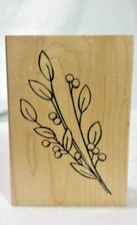 Rubber Stamp Wood Mount Mountain Laurel Sprig Berries Christmas H165 Grt Imprsns