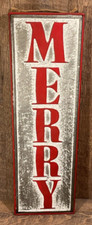 Holiday Home Traditions Metal Sign Indoor or Outdoor  MERRY  Hanging or Display