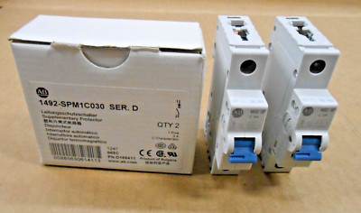 BOX OF 2 NEW ALLEN BRADLEY 1492-SPM1C030 CIRCUIT BREAKER 3 AMP 1P (2 BOX AVAIL)
