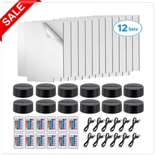 12 Sets LED Light Base with Acrylic Blank Sheets, Acrylic LED Light Lamps