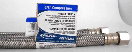 Lot Of 2 ProFlo PXFX146343 3/8" x 3/8" x 16" SS Braided Compression Sink Hose - Picture 2 of 5