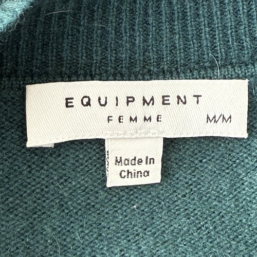 Equipment Femme Dark Teal Green Sweater Size M Wool Cashmere Knit V-Neck - Picture 8 of 9