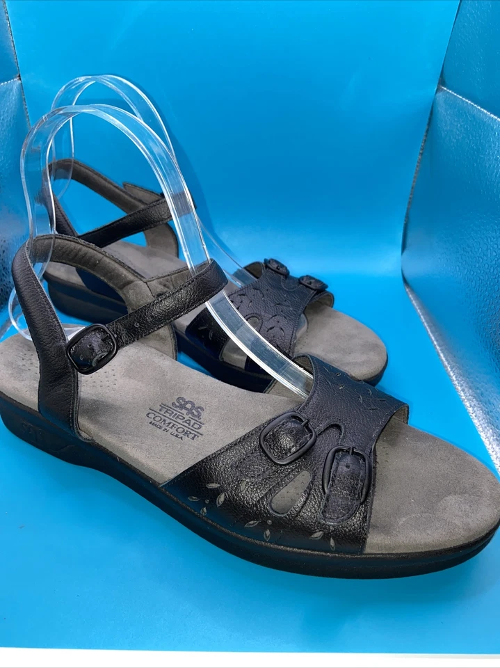 Women’s Tripad Comfort SAS Duo-Buckle Sandal, Sz. 9.5S, Black w/Gray Foot Pad. - Image 4 of 4