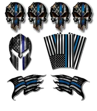 10 Thin Blue Line Decal Sticker Police Officer American Lives Matter Flag Skull