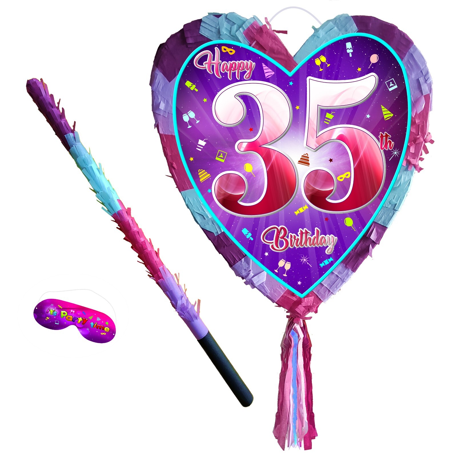 35th Birthday Pinata Number 35 Party Game fun Theme Thirty Five Pink fifth girls