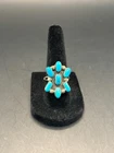 7 Stone Zuni Turquoise and Silver Ring Stunning Vintage Condition US 6.5
