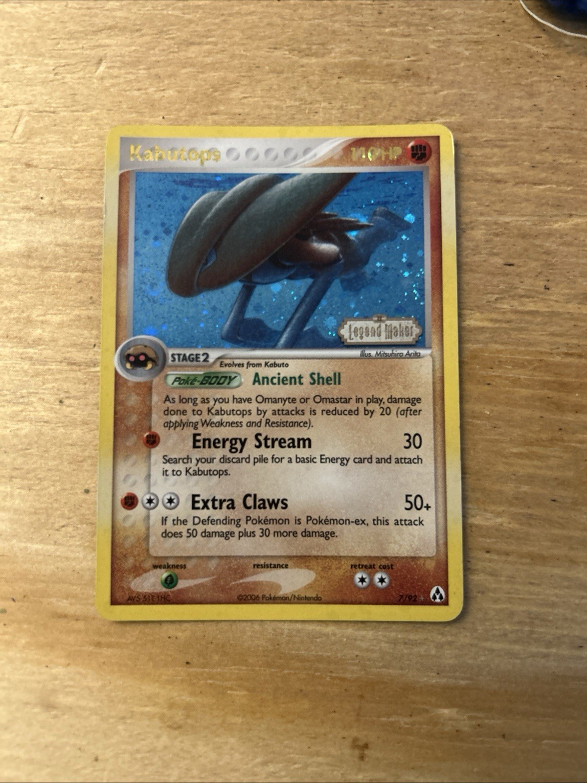 2006 Pokémon Kabutops 7/92 Legend Maker Reverse Holo Stamped Rare SWIRL🌀🌀🌀 NM