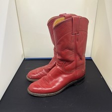 Vintage Justin L3055 Red Leather Roper Western Cowboy Boots Women's Sz 5 B USA