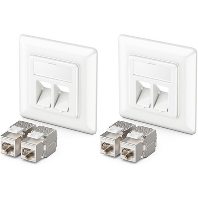 deleyCON 2x CAT 6a Keystone Dose Netzwerkdose mit 4x CAT6a Keystone Jack Modul