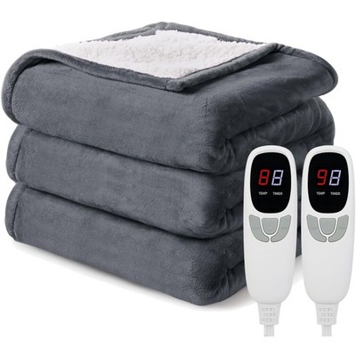 Heated Electric Blanket Queen Size 84''x90'' Heating Blanket with Dual Control ...