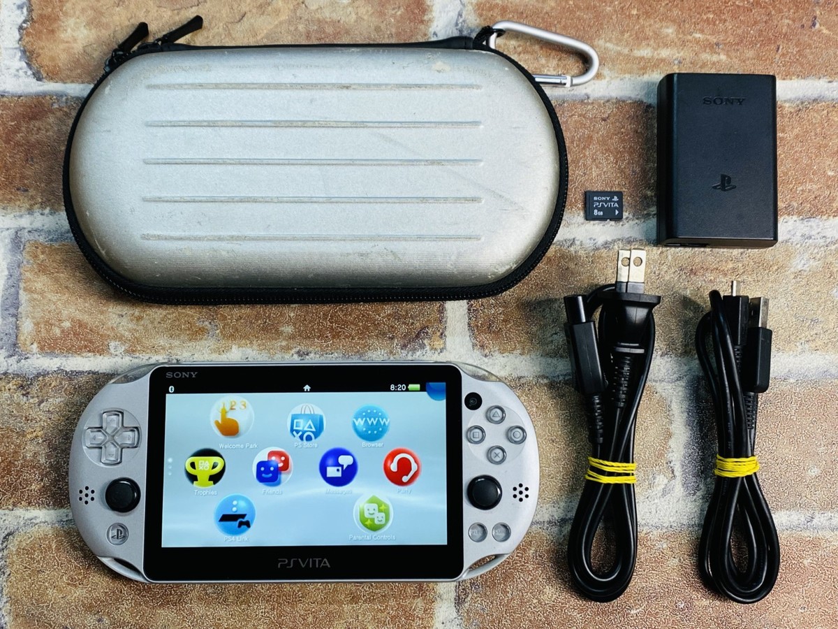 SONY PS Vita PCH-2000 SILVER Japan PlayStation Charger 8GB Mobile