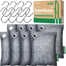 Activated Charcoal Odor Absorber, 8 Pack w Hooks For Strong Odor, 8 Packs