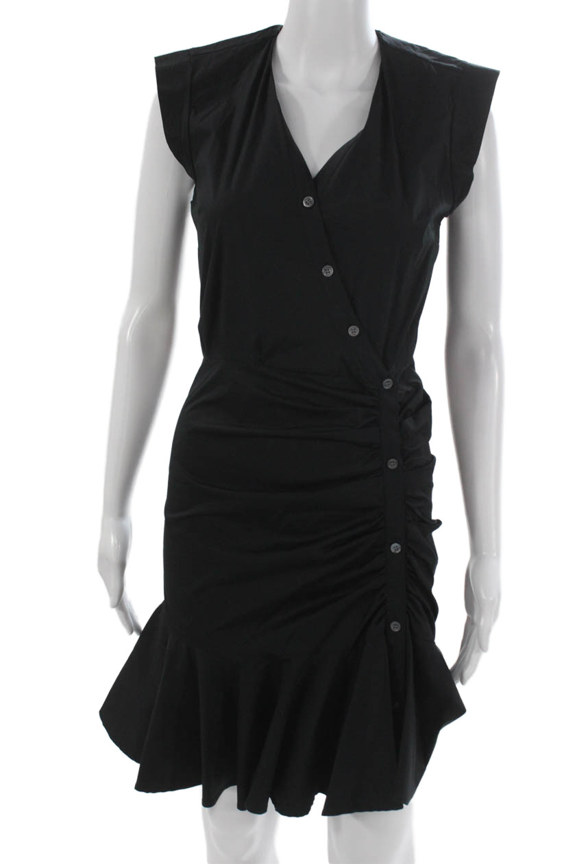 Veronica Beard Women Wrap Dress Black Sleeveless Knee Length Size 0Free Shipping in US $100+ Orders | $6.95 Orders Below