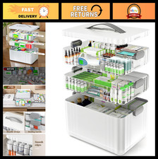 3-Tier Portable Medicine Organizer with Handle Multi-Use Pill Box First Aid