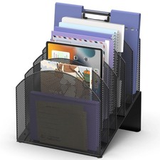 5-Section Desk File Organizer, Vertical File Organizer for Desk, Mesh Mail Ho...