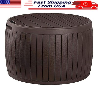 Outdoor Storage Ottoman 37 Gallon Patio Table Easy Assembly Deck Box Seat New