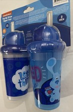 Toddler Sippy Cups Girls/Boys 2pk Sipper POP UP STRAW CUPS BLUES CLUES New